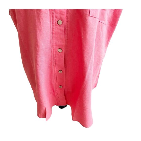 Feelgoodstore.com Women’s Linen Blend Short Sleeve Button Down Pink Size Medium - Picture 5 of 7